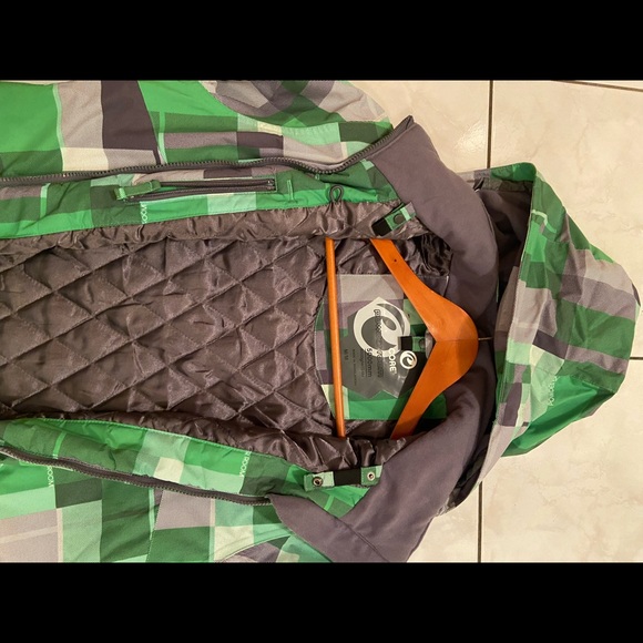 Core Powder Room 5000mm Green & Grey Zip Up Checker Ski/Snowboard Jacket - Picture 4 of 6